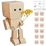 LUKIUP Wackelfigur Auto Wackelnder Holzman, Wackelnder Holzman, Wackelnder Holzman, Mit Magnetischen GesichtsausdrüCken, Holzfigurs Beweglich -Wackel-Auto-Ornament (Blumenstrauß)