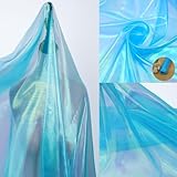 Sky Blue Iridescent Organza Fabric for Wedding & Halloween, 3.3 Yard Long, 59-Inch Wide, Perfect for DIY, Photography Scene Arrangement, and Personalized Clothing Production