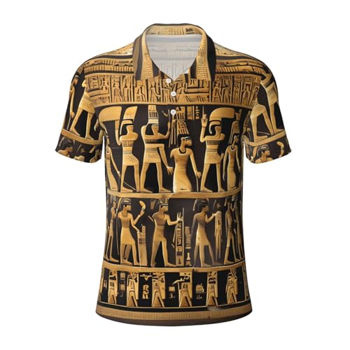 Polo de golf égyptien à imprimé hiéroglyphes haut de gamme pour homme