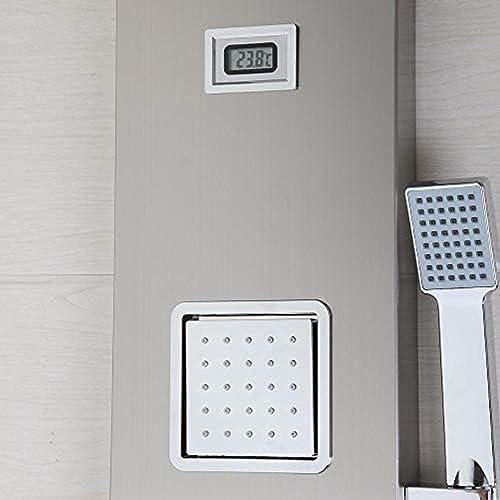 Columna de ducha de pared con grifo monocomando, efecto lluvia y cascada, en acero inoxidable miniatura 4