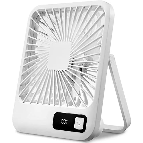 ChenYuNiu Ventilador 5 velocidades Mini Ventilador Ajustable, Ventilador de Mesa de inclinación de 180 °, Ventilador Personal portátil de batería Recargable de USB con Pantalla LED útil