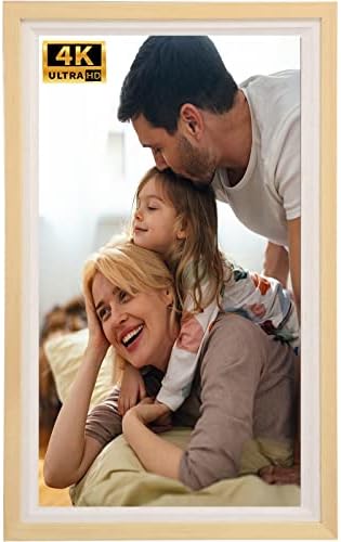 KOHO 32-INCH Digital Picture Frames, 4K HD Large Screen Display with Wooden Frame, Built in 64GB Storage, 2.4GHz/5GHz Dual Band WiFi, Support USB for Fine Painting, Wall Art, Personal Photos & Videos