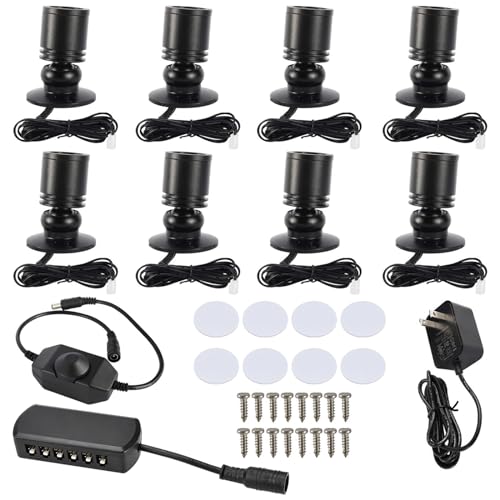 YaeCCC Dimmable LED Mini Spotlight Jewelry Showcase Display Lights Black Shell Surface Mount (Pack-8,Warm White 3000k)