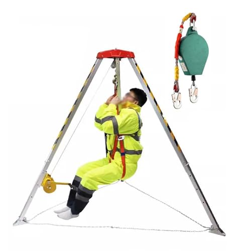 WXPGFEQ Heavy-Duty Rescue Tripod for Fire and Sewer Emergency Equipment Lifesaving Hoisting Gear Fire Rescue Tripod Kit Safety Tripod for Critical Situations