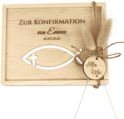 Geldgeschenke zur Konfirmation | Holzschiebebox | 3D-Acryl, Geldf...