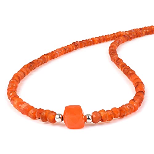 Collier cornaline argent sterling et perles orange pour femme élégante