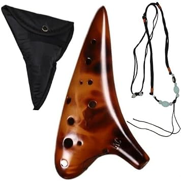 Ocarina Blue Brown 12 Holes Japanese Instruction Manual Included Ceramic Tube The Legend of Zelda Replica Brass Instrument High Quality Alto C AFUNTA Cosplay, Sheet Music Included, Beginner, Narikiri
