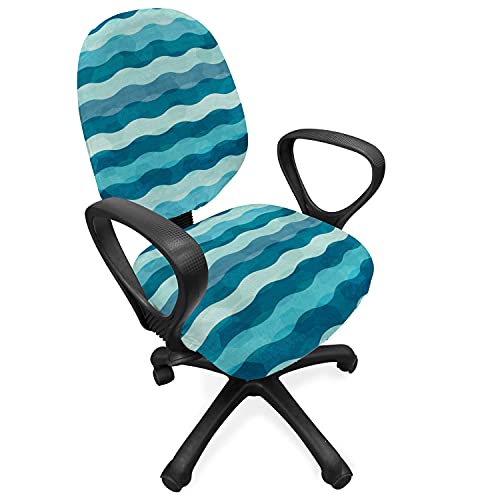 Ambesonne Abstract Office Chair Slipcover, Ocean Themed Wave Design Marine