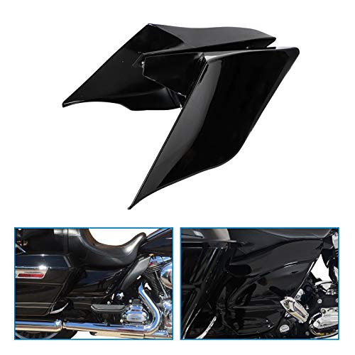 AUFER Vivid Black ABS Plastic Panels Stretched Extended Side Cover Panels Compatible For Touring Street Glide Road Glide Special 2009-2013(Side Skirts,6 Pins)