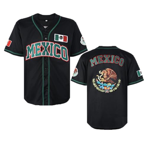 Movie Football Men's Mexico Jersey Eagle Stitched Baseball Uniform with Mexican Flag Sports Jerseys Shirts (Eagle Black, XX-Large)