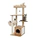 Amazon Brand – Umi di Legno Moderno Albero Tiragraffi per Gatti Alberi per Gatto Graffiatoio Mobilia per Gattini Grotta Giocattolo Beige Altezza 34"