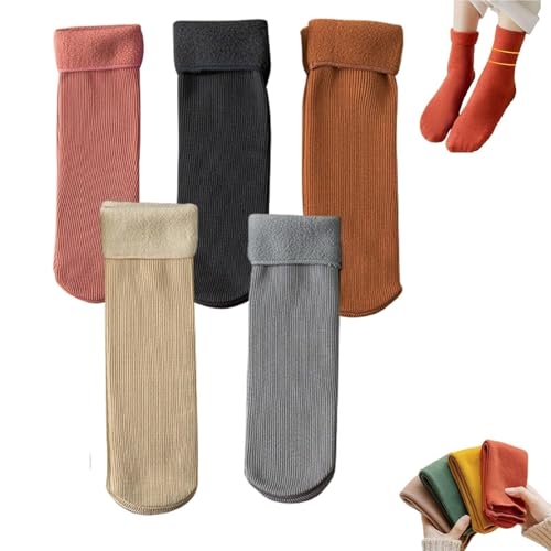 WYOERN Fleececozy - Ultra Soft Velvet Slim Thermal Socks, Manlira Fleece Lined Socks, Manlira Socks For Women(5pair B)