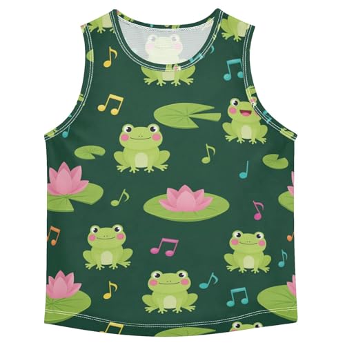 J JOYSAY Music Notes Frog Green Boys Tank Top Sleeveless Muscle Shirts Quick Dry Sport Active Workout Kids T-Shirts 3-15T