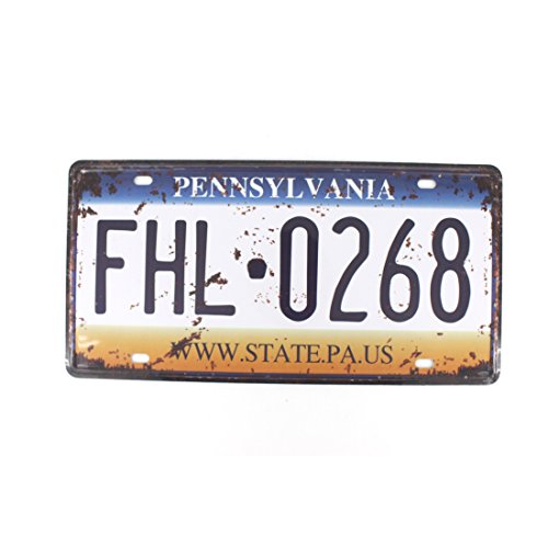 6x12 Inches Vintage Feel Rustic Home,Bathroom and Bar Wall Decor Car Vehicle License Plate Souvenir Metal Tin Sign Plaque (Pennsylvania FHL-0268)
