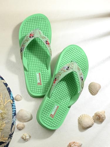 Image of DOCTOR HEALTH SUPER SOFT Women Flip Flops Slippers | Embroidered Comfortable Toe-Ring Sandals for Women | Lightweight Soft Cushioned Everyday Wear Casual Chappals