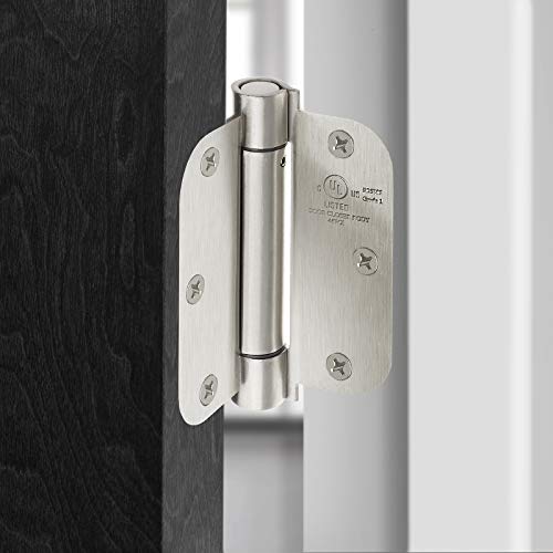Cauldham (2 Pack) Heavy-Duty 3-1/2" Self-Closing Spring Door Hinge With 5/8" Radius Corners, Ul Listed - Satin Nickel #TOP5