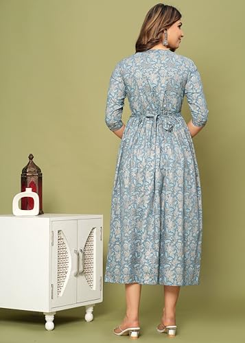 Image of Women's Feeding Kurta Cotton | Floral Anarkali Pregnancy Kurta with Nursing Zipper | Pre & Post Partum | Maternity Dresses | Mom to Be Gift