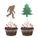 Bigfoot and Tree Cupcake Toppers Green Glitter Tree and Brown Glitter Sasquatch Cake Picks for Camping Outdoor Themed Birthday Party Decorations Wilderness Adventure Supplies - 24PCS