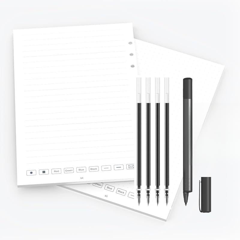 NEWYES Digital Notebook Refill Pages + 4pcs Pen Refill for Syncpen 4, A5 Notebook Inside Paper