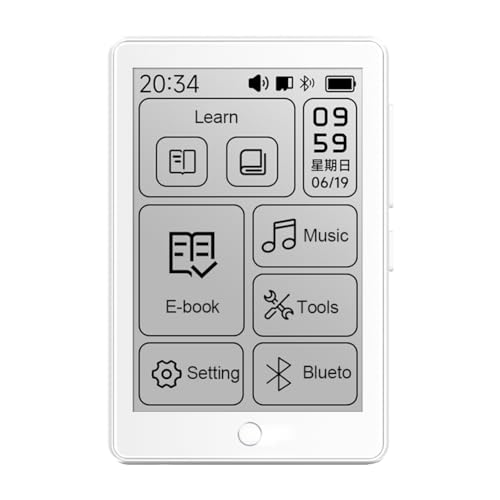 Frewurwer Reproductor MP3 con Pantalla Tinta Electrónica 2,7 Pulgadas, Reproductor Música, Minilector Libros Electrónicos 64 GB, Ideal para Grabar Reuniones en Aulas Estudiantes.