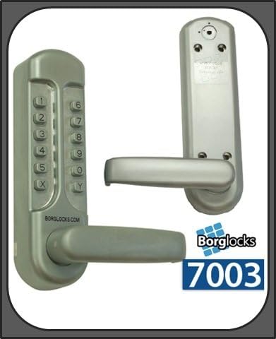 Borg 7003 Digital Push Button Lock - Heavy Duty Mortice Latch - Key Override - Satin Chrome