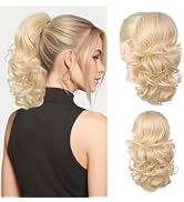 Flufymooz Ponytail Extension, 14 Inch Short Drawstring Ponytail Hair Extension for Women, Soft Sy...