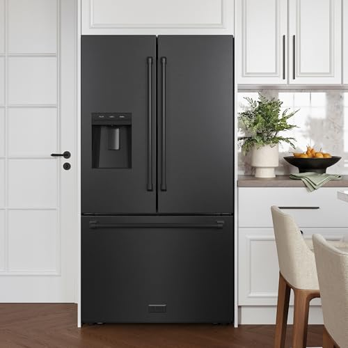 Z Line Kitchen and Bath ZLINE 36 in. 28.9 cu. ft. Standard-Depth French Door External Water Dispenser Refrigerator with Dual Ice Maker in Fingerprint-Resistant Black Stainless Steel (RSM-W-36-BS) - Image 8