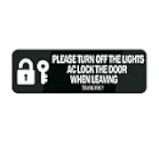 Please Turn Off The Lights Ac Lock Door When Leaving Thank You Sign 8 X 3 Inch Acrylic Plastic With Symbols Self-Adhesive For Restaurant Hotel Rest Stops Public Restrooms