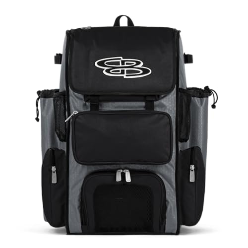 Boombah Superpack Bat Pack - Backpack Version (no wheels) - Holds up to 4 Bats - BPSPC23 Gray/Black - For Baseball or Softball