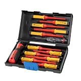 Högert Technik - Juego de destornilladores aislados de 13 piezas - Destornilladores magnéticos planos y de estrella - 1000V VDE - Mango antideslizante - Herramienta eléctrica universal