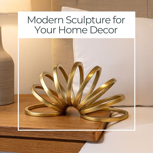 Slinky Ring Decorative Object – Circular Aluminum Sculpture Modern Home Decor – Minimalist Shelves & Coffee Table Decor for Office & Living Room – 10.75" x 5.5", Gold - Image 4