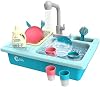 CUTE STONE Juguete de Cocina con Cambio de Color, Juguete de Lavaplatos Eléctrico para Niños con Agua Corriente, Grifo Mejorado, Sistema de Circulación de Agua Automático, Juguete de Roles para Niños y Niñas 2