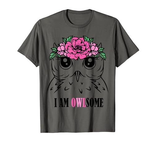 I'm Owlsome Cute Floral Owl Women, Girls, Owl Lover Camiseta