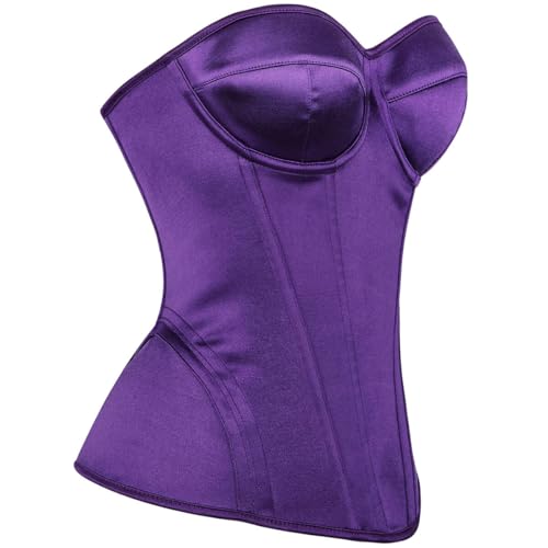 Image of Satin Corset Tops for Women Strapless Bustier Sweetheart Neckline Boned Bodice Bridal Lingerie Party Clubwear