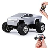 DDZOOU Mini Rc Truck, 1:64 Scale Monster Truck Remote Control Car with Lights, 2.4Ghz & APP Remote Control, Rechargeable Alloy Shell Mini RC Cars with Lights, Speed/Steering Adjustable (Silver)