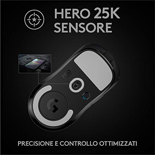 Logitech-G-PRO-X-SUPERLIGHT-Mouse-Gaming-Wireless-Sensore-HERO-25K-25600-DPI-Ultraleggero-con-63g-Progettato-per-eSport-5-Pulsanti-Programmabili-PCMacLaptop-Nero