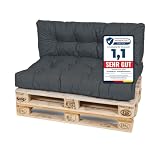TexDeko® Garden Palettenkissen Set 2-TLG 120x80x18cm Anthrazit