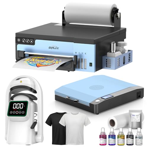 EXPLUX A4 DTF Printer,with XP600 printhead, 2 Times Faster Than L1800/L805, Built-in White Ink Mixing System + Cleaning Function, Suitable for DIY Printing and All Kinds of Textiles, Gift Ink 2 Year
