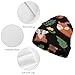 Fashion Beanie Hats with Adjustable Band Oversized Hat Cap Soft Touch Windproof Headwear Skull Cap for Skating Travel, Multifunctions Scarf Hat, Red Mushroom Green Leaves Flowers Floral Fox Black