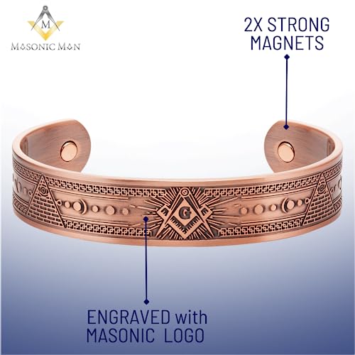 MasonicMan Masonic Men's Pure Copper Adjustable Bracelet Bangle (Copper)2