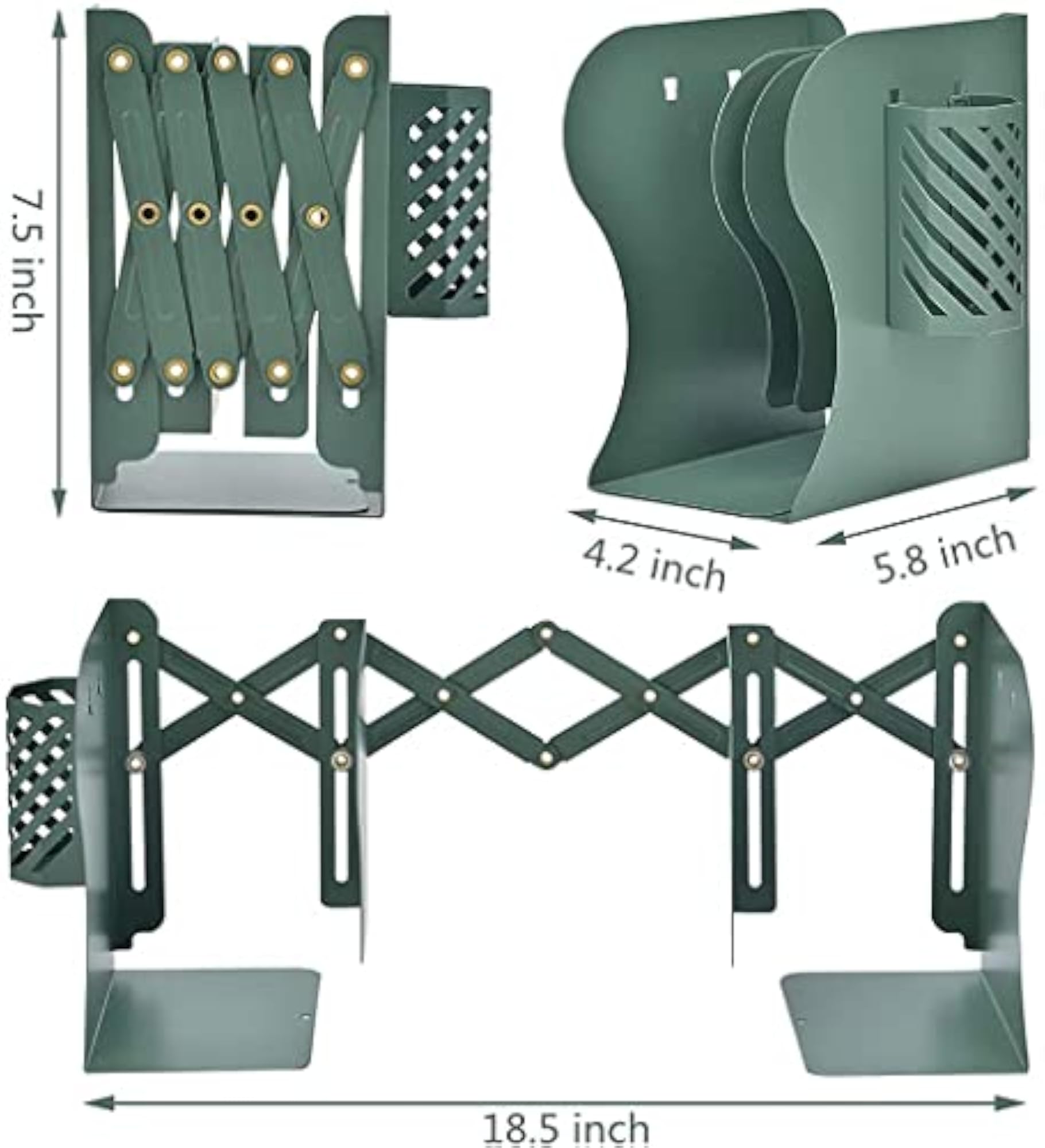 Dino Expandable Metal Bookends with Magnetic Pen Holder