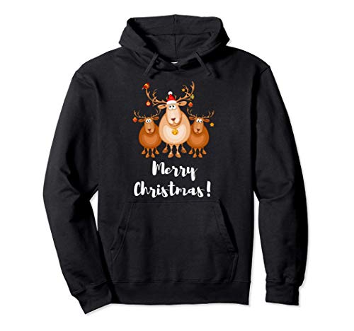 Feliz Navidad Regalo Navidad Saludo Animal Reno Sudadera con Capucha