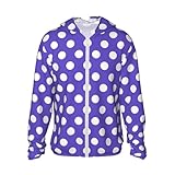 Idéal pour les activités de plein air : que vous soyez à la plage, à la course, au vélo, en randonnée ou au camping, ce sweat à capuche violet foncé à pois (a) offre l'équilibre parfait entre confort et protection. Il est également assez polyvalent pour être porté comme une veste d'été ou un sweat à capuche léger pour les sorties décontractées