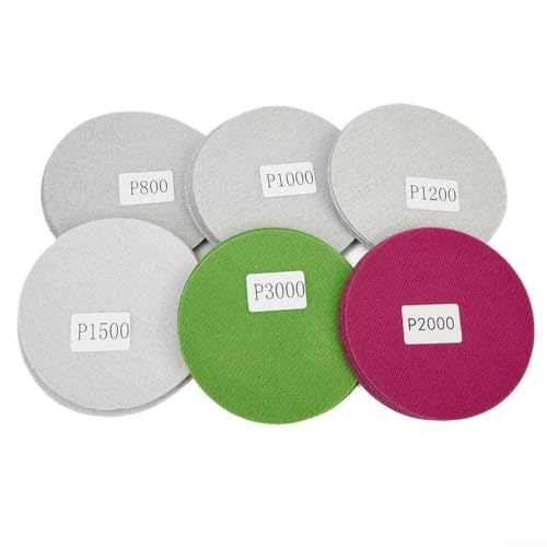 El juego completo de discos de papel de lija de velcro incluye una variedad de granos (800 3000) en un práctico paquete de treinta discos (2 pulgadas)