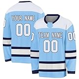 BOSSETY Personalisiertes Eishockey Trikot, Kinder/Erwachsene Eishockey Trikot, Personalisieren Sie es mit Ihrem Namen/Team/Ihrer Nummer, Komplette Größen und Farben (Himmelblau)