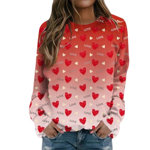 Sweatshirt femme rouge XL sans capuche col rond imprimé Saint-Valentin