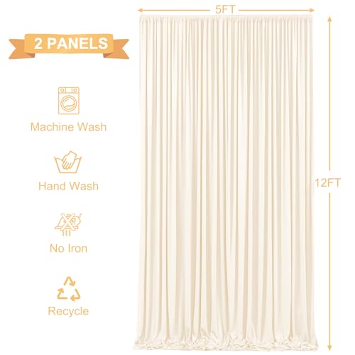 10x12 Champagne Backdrop Curtains for Wedding Party Wrinkle Free Backdrops Curtain Drapes Fabric Decorations Photo Back Drop Cloth for Baby Shower Photography Stage Reception 5ft x 12ft,2 Panels by Tao-Ge - Image 5