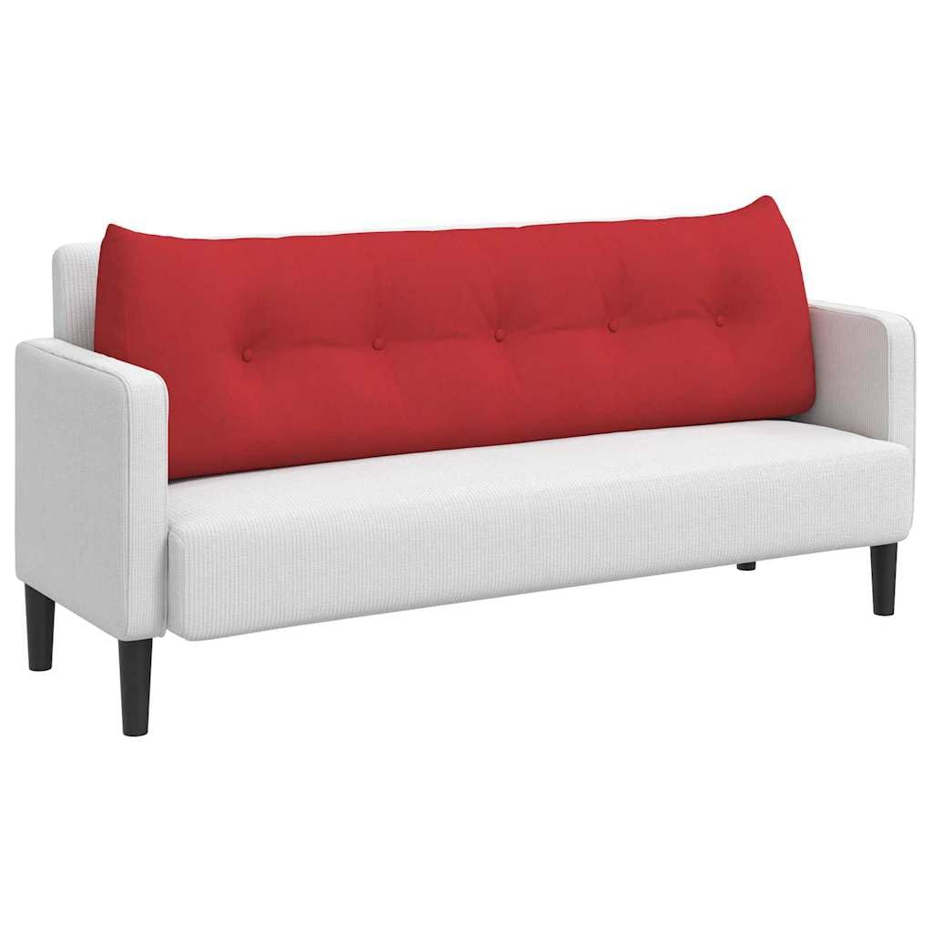 Cuscino per schienale, rosso, 160 x 24 x 50 cm, cuscino ergonomico in tessuto vellutato per letto e divano, cuscino imbottito con rivestimento sfoderabile e morbida imbottitura in poliestere