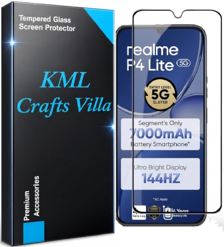 Image of KML Crafts Villa HD, Scratch, Tear Resistant Edge to Edge Tempered Glass Screen Protector Guard Suitable For Realme P4 Lite 5G