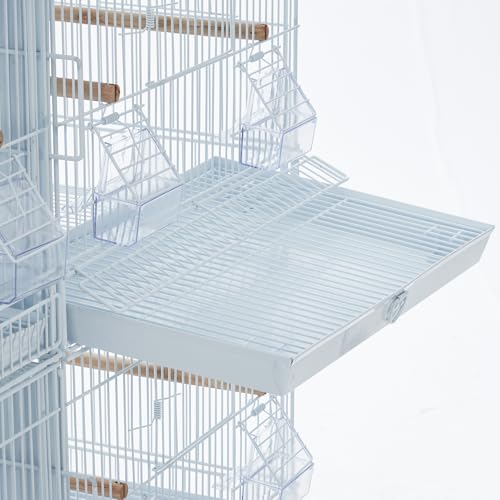 Image of Extra Large Bird Cage Metal Parrot Cage for Mid-Sized Parrots Cockatiels Conures Parakeets Lovebirds Budgie Finch, White